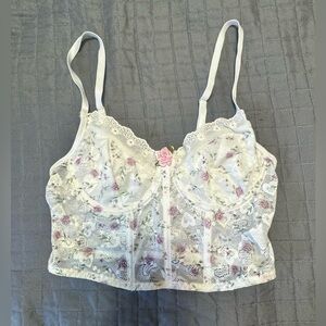 Tank Top 2k Flower Printed Lace
Patchwork Female Corset Crop Tops...